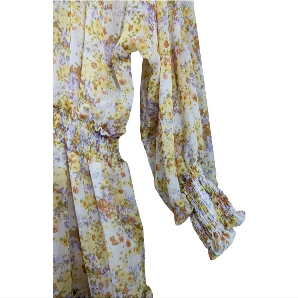 Karlie dress sheer tiered floral spring long sleeve mini S - Picture 4 of 9